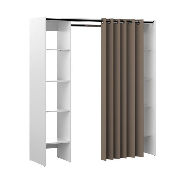 Fehér-világosbarna nyitott ruhásszekrény 185x182 cm Tom – TemaHome-image-2