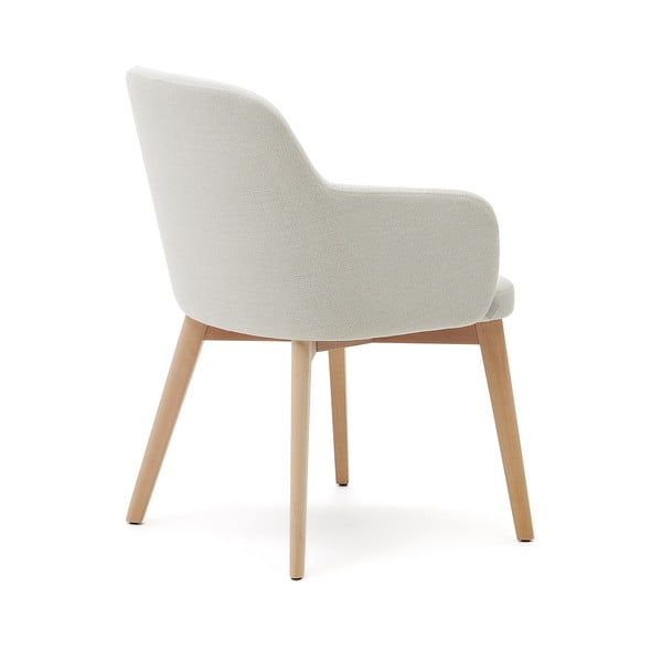 Krémszínű kárpitozott karfás étkezőfotel Nelida – Kave Home-image-4