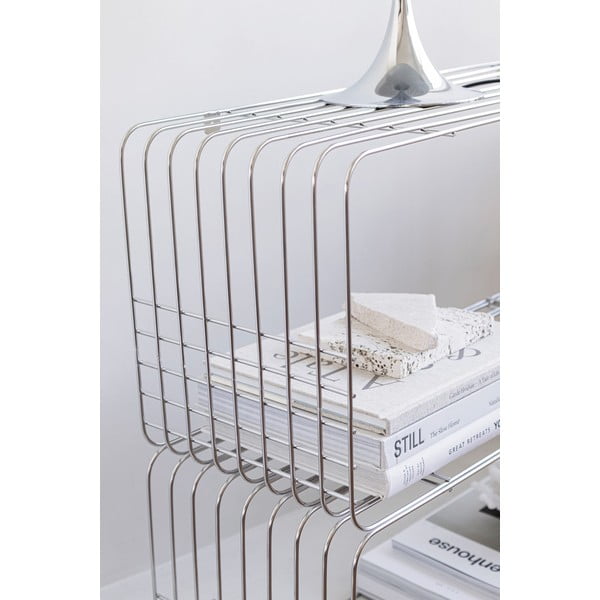 Fényes ezüstszínű fém fali könyvespolc 70x30 cm Wire – Mette Ditmer Denmark-image-2