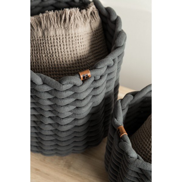 Textil tárolókosár ø 21x17 cm Peach Skin Round S – Bigso-image-3