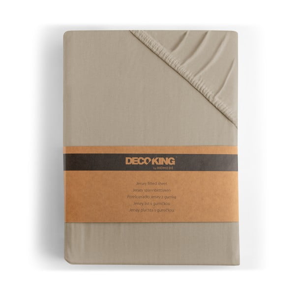 Világosbarna gumis jersey lepedő 220x200 cm Amber – Restilo-image-4