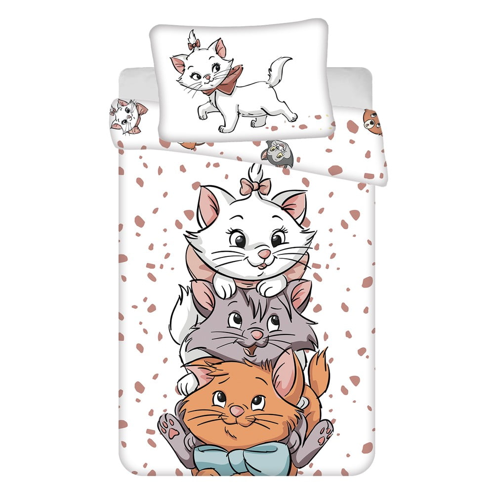 Fehér pamut gyerek ágyneműhuzat babaágyhoz 100x135 cm Marie Cat "Friends" Jerry Fabrics