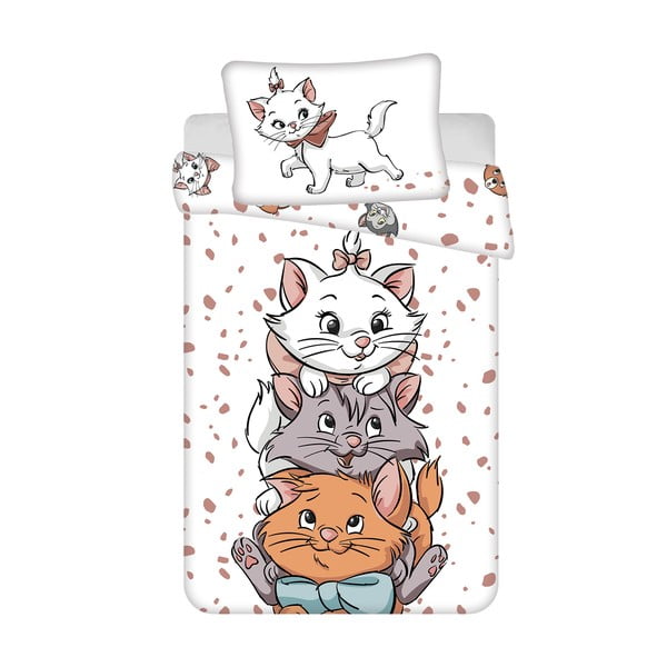 Fehér pamut gyerek ágyneműhuzat babaágyhoz 100x135 cm Marie Cat "Friends" – Jerry Fabrics