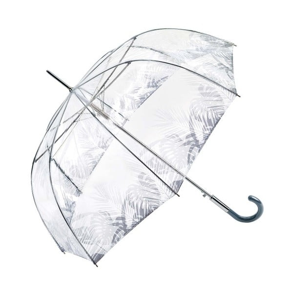 Birdcage Tropical Leaves átlátszó esernyő szürke részletekkel, ⌀ 86 cm