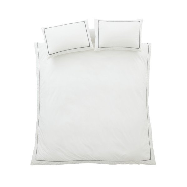 Fehér egyszemélyes pamut-perkál ágyneműhuzat 135x200 cm Contrast Trim – Bianca