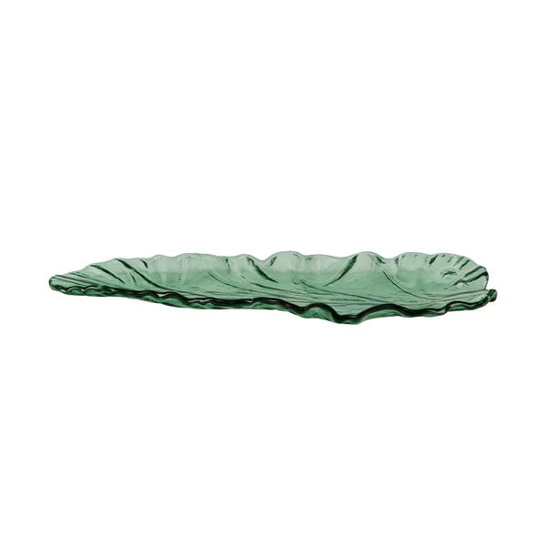 Zöld üveg szervírozó tányér, 30 x 12 cm - Bahne & CO