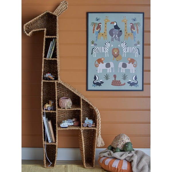 Rattan gyerek könyvespolc 46x148 cm Kalu - Bloomingville Mini-image-1