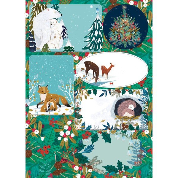 Ajándékcímke szett karácsonyi mintával Snowy Sanctuary – Roger la Borde-image-1