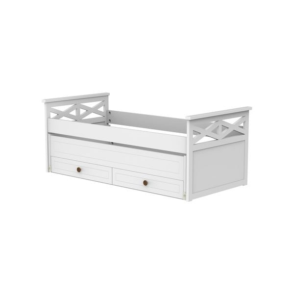 Aspas fehér egyszemélyes ágy kihúzható fiókkal, 90 x 190/200 cm - Trébol Mobiliario
