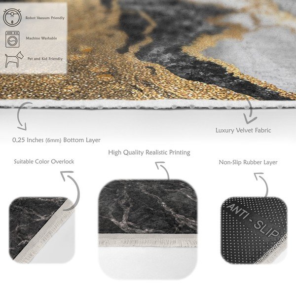 Fekete-fehér mosható szőnyeg 160x230 cm – Mila Home-image-3