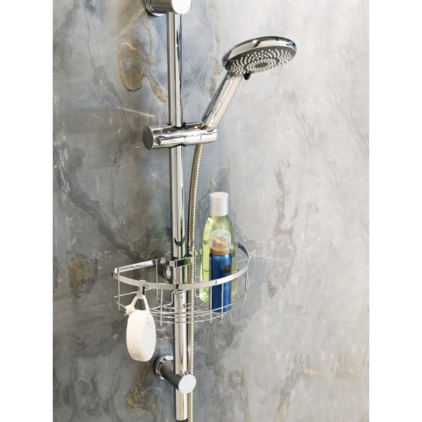 Ezüstszínű öntapadós rozsdamentes acél fürdőszobai polc Floresta – Wenko-image-1