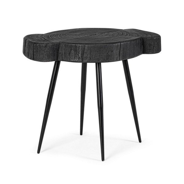 Fekete dohányzóasztal akácfa asztallappal 35x45 cm Zakia – Bizzotto