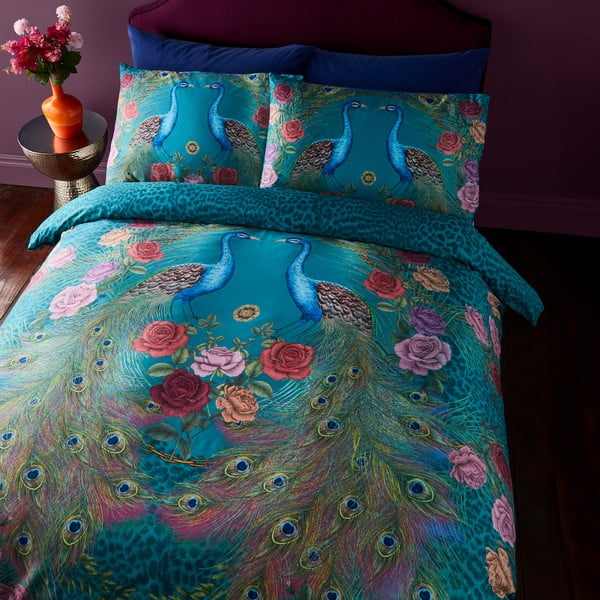 Kékeszöld kétszemélyes pamut-szatén ágyneműhuzat 200x200 cm Xanadu Peacock – Matthew Williamson-image-4