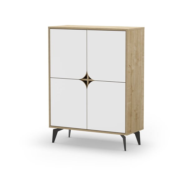 Fehér-natúr színű szekrény tölgyfa dekorral 90x120 cm Nola – Marckeric-image-3