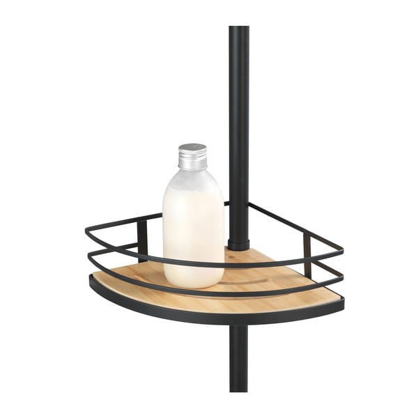 Matt fekete-natúr színű sarok teleszkópos bambusz fürdőszobai polc Dolcedo – Wenko-image-2