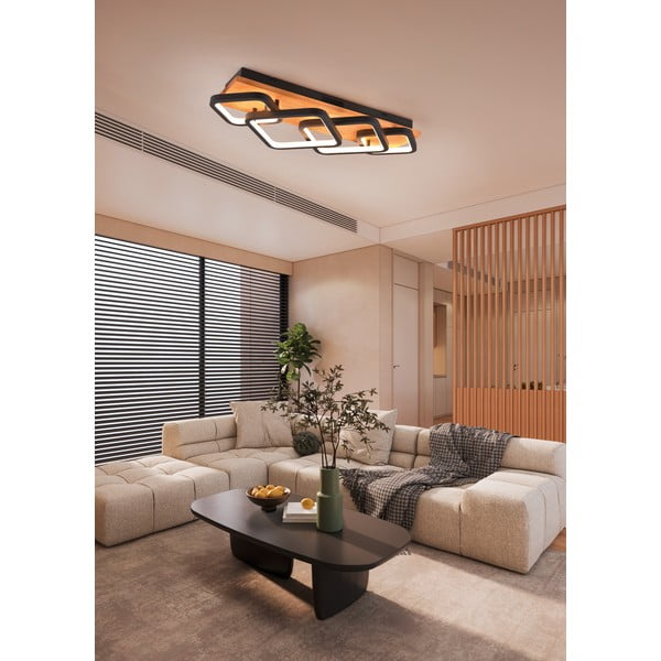 Fekete-natúr színű LED dimmelhető mennyezeti lámpa 32x72 cm Rama – Trio-image-1