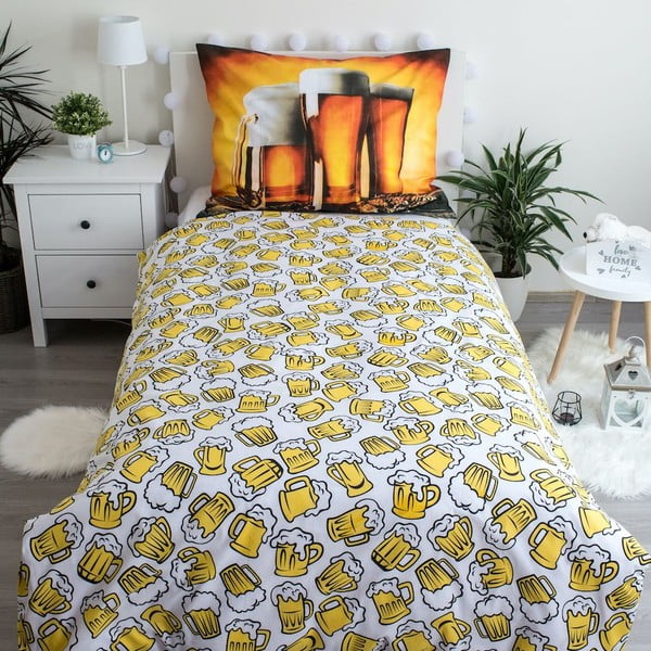Borostyán színű egyszemélyes pamut ágyneműhuzat 140x200 cm Beer – Jerry Fabrics-image-2
