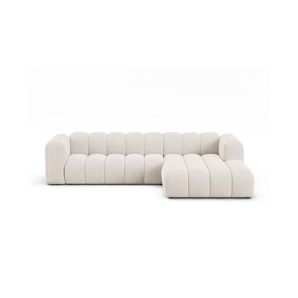 Krémszínű zsenília sarokkanapé (jobb oldali-heverő résszel) Lupine – Micadoni 