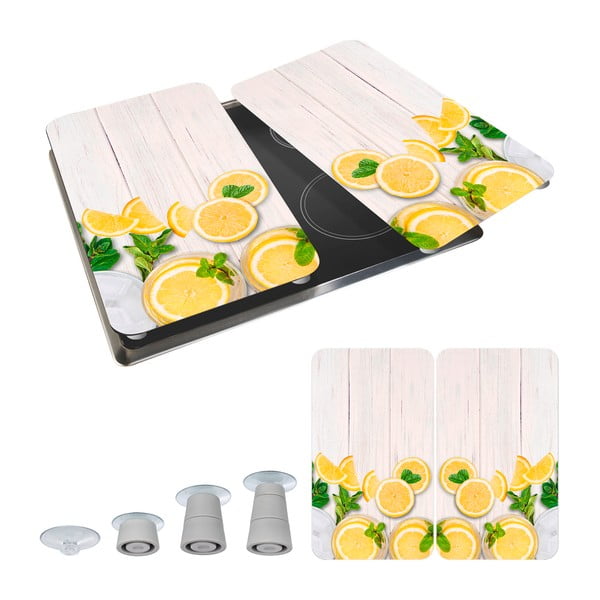 Edzett üveg tűzhely fedőlap szett 2 db-os 52x30 cm Lemons – Wenko-image-2