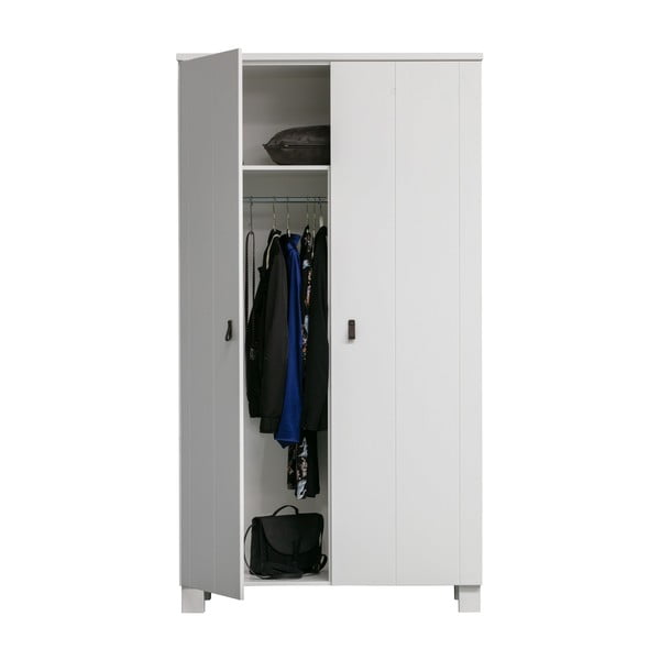 Fehér borovi fenyő ruhásszekrény 111x202 cm Ties – WOOOD-image-3