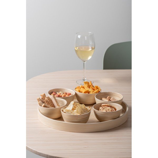 Natúr színű bambusz szervírozó készlet ø 32 cm Puro – PT LIVING-image-1