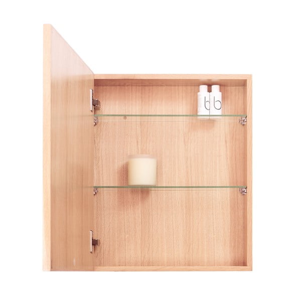 Mezza tölgyfa falitükör tárolóval, 45 x 55 cm - Wireworks-image-2