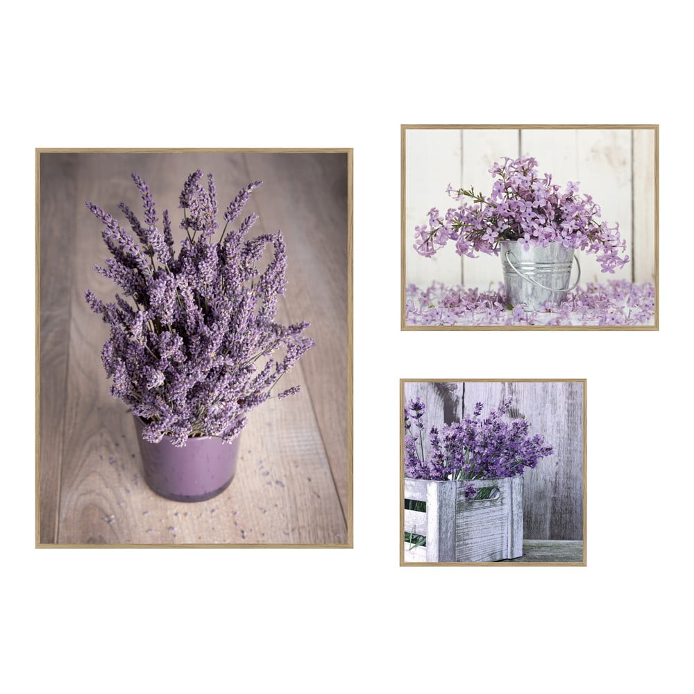 Kép szett 3 db-os 40x50 cm Purple Flowers knor