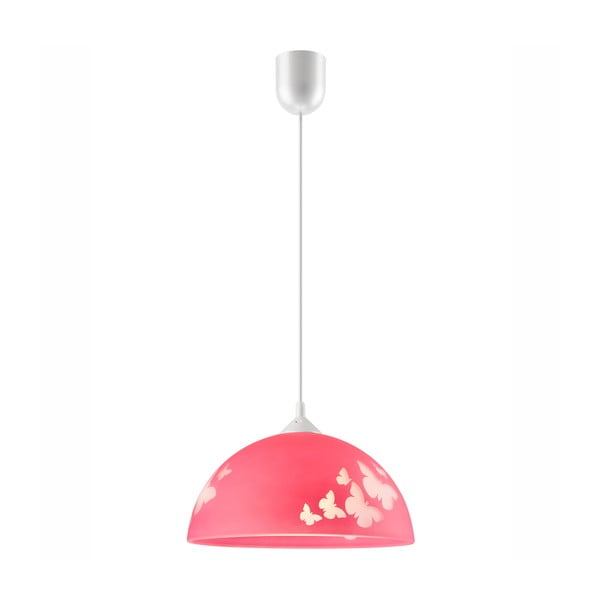 Rózsaszín gyerek lámpa üveg búrával ø 30 cm Mariposa – LAMKUR