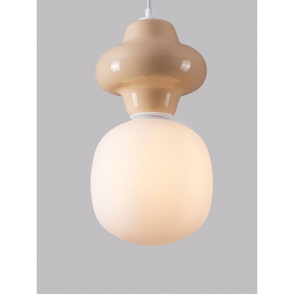Fehér-krémszínű kerámia függőlámpa üveg búrával ø 18 cm Clio – Nova Luce-image-1