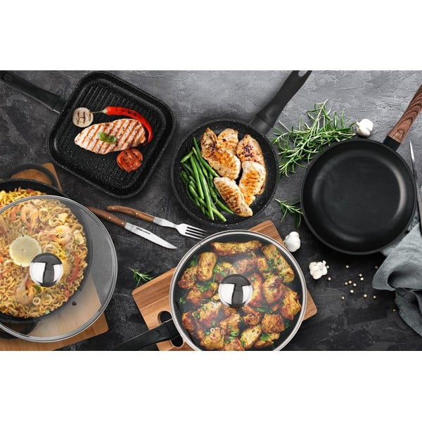 Alumínium serpenyő fedővel ø 28 cm Grande – Orion-image-1