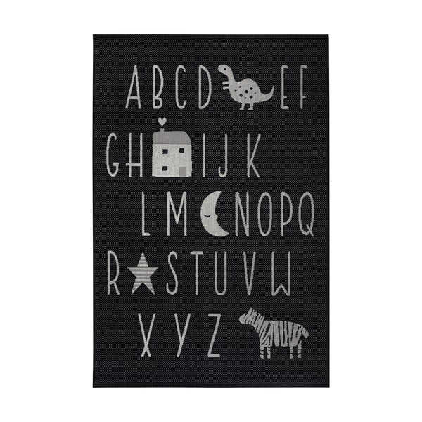 Letters fekete szőnyeg gyerekeknek, 80x150 cm - Ragami
