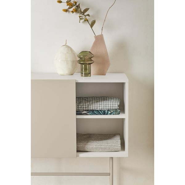 Bézs-krémszínű alacsony komód tolóajtóval 140x91 cm Nube – Teulat-image-1