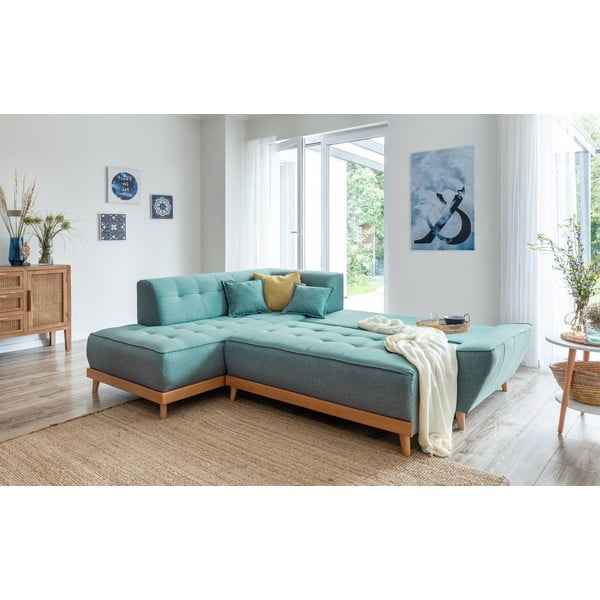 Türkiz kinyitható sarokkanapé (bal oldali) Dazzling Daisy – Miuform-image-4