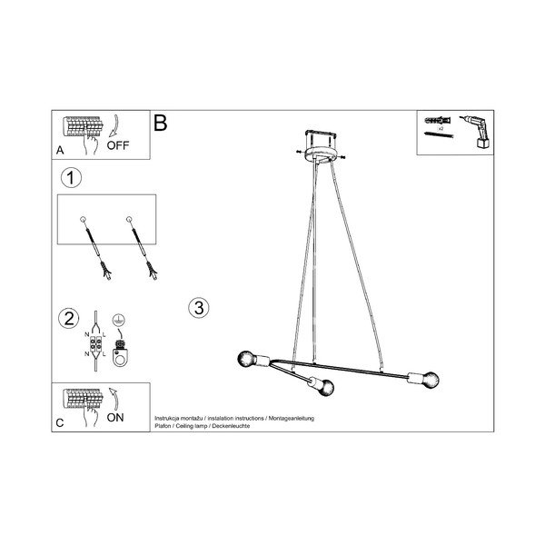Fekete függőlámpa 80x40 cm Latomia - Sollux-image-4