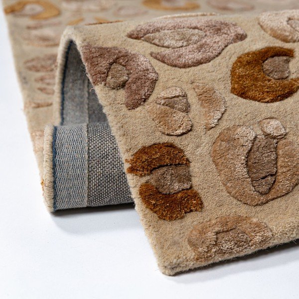 Natúr színű kézi szövésű gyapjúkeverék szőnyeg 140x200 cm Leopard Frame – Flair Rugs-image-4