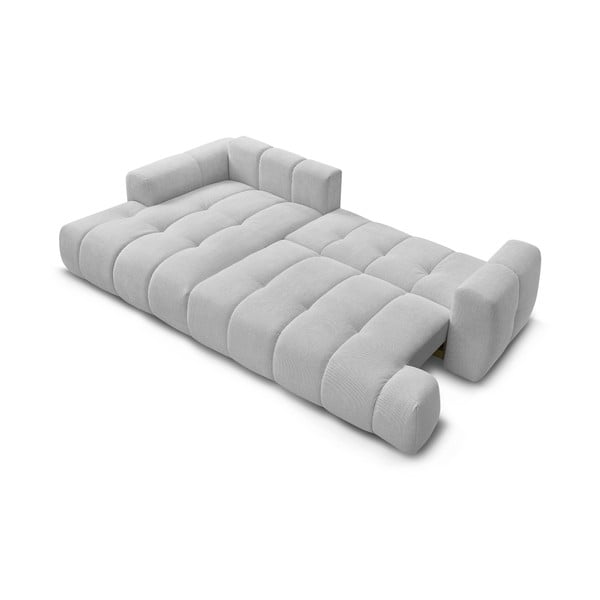 Világosszürke kinyitható-tárolóhelyes sarokkanapé (bal oldali-heverő résszel) Fuji – Bobochic Paris-image-4