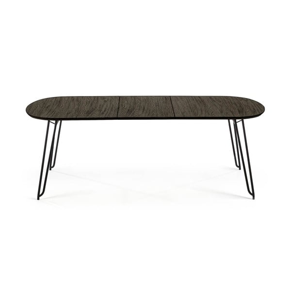 Sötétbarna bővíthető étkezőasztal kőrisfa dekoros asztallappal 100x170 cm Milian – Kave Home-image-4