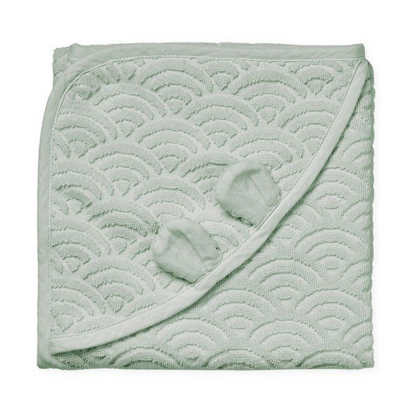 Mentazöld bio pamut kapucnis gyerek törölköző 80x80 cm Dusty Green – Cam Cam Copenhagen