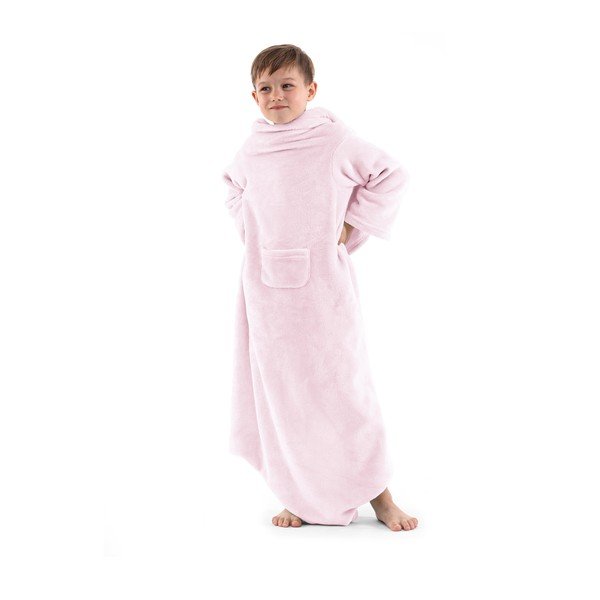 Lazykids rózsaszín gyermek TV-nézős takaró ujjakkal - DecoKing-image-1