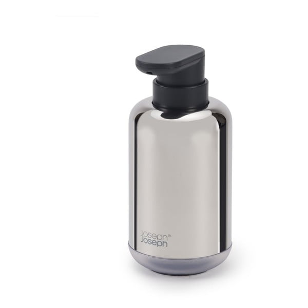 Fényes ezüstszínű rozsdamentes acél szappanadagoló 300 ml EasyStore Luxe – Joseph Joseph