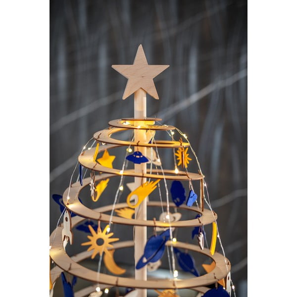 Medium 8 db-os sárga-kék filc karácsonyi dekoráció - Spira-image-2