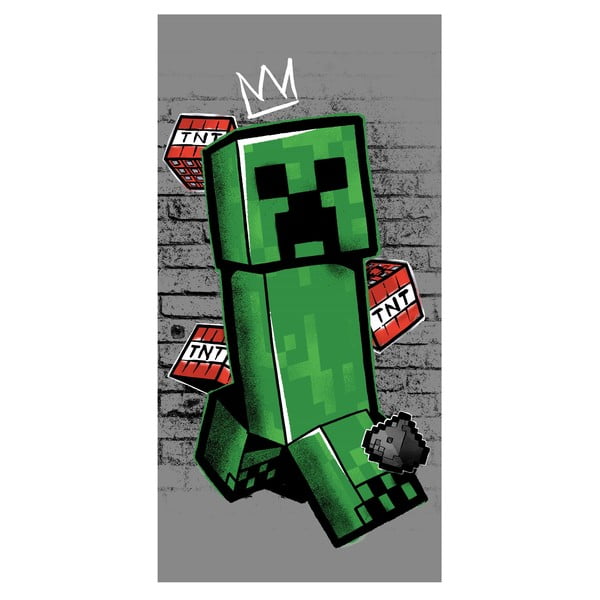 Zöld-szürke pamut gyerek fürdőlepedő 70x140 cm Minecraft "Metro Art Creeper" – Jerry Fabrics