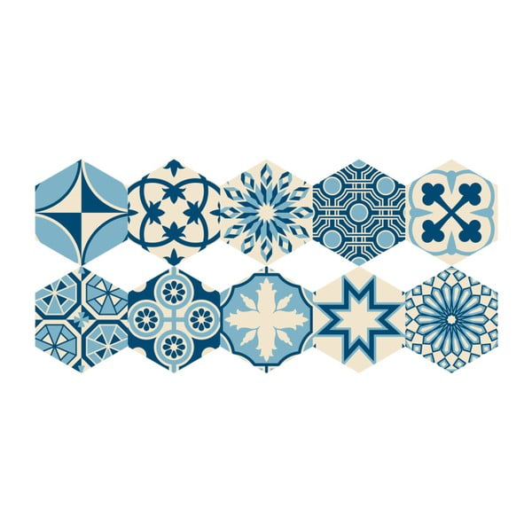 Floor Stickers Hexagons Anéma 10 db-os padlómatrica szett, 40 x 90 cm - Ambiance