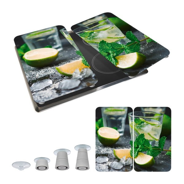 Edzett üveg tűzhely fedőlap szett 2 db-os 30x52 cm Mojitos – Wenko-image-2