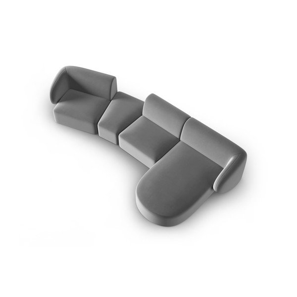 Szürke bársony sarokkanapé (jobb oldali-heverő résszel) Paolo – Milo Casa-image-1