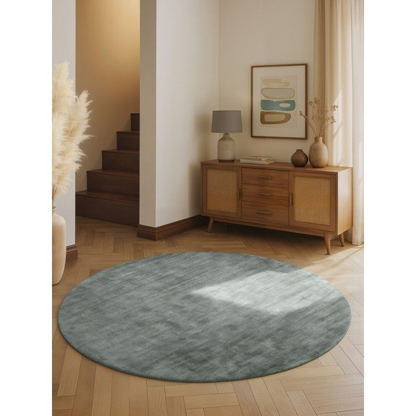 Világoskék kézi szövésű viszkóz kerek szőnyeg ø 120 cm Noemi – Vikosa-image-1