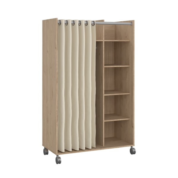 Bézs-natúr színű ruhásszekrény tölgyfa dekorral 100x160 cm Kit – Tvilum-image-1