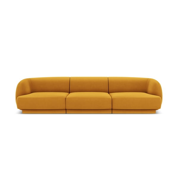 Mustársárga bársony kanapé 259 cm Miley  – Micadoni Home
