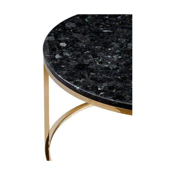 Black Crystal fekete gránit dohányzóasztal aranyszínű talppal, ⌀ 85 cm - RGE-image-3