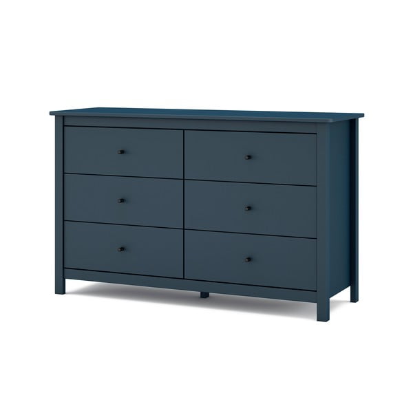 Sötétkék borovi fenyő alacsony komód 130x80 cm Misti – Marckeric-image-2